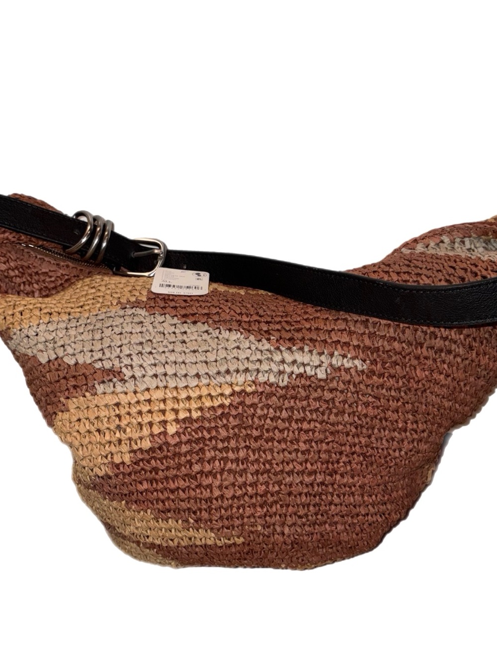 Free People Santorini Woven Raffia Sling Bag in a Neutral Mix Camo Colorway NWT - Picture 5 of 6